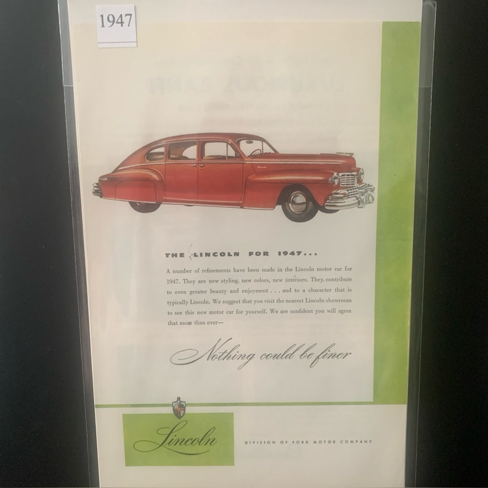 Vintage 1947 Lincoln Nothing Could Be Finer Ad Advertisement